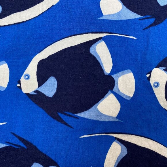 Old Navy Mens Shirt Medium Slim Fit Flex Blue Tropical Fish Casual Short Sleeve - Picture 3 of 6